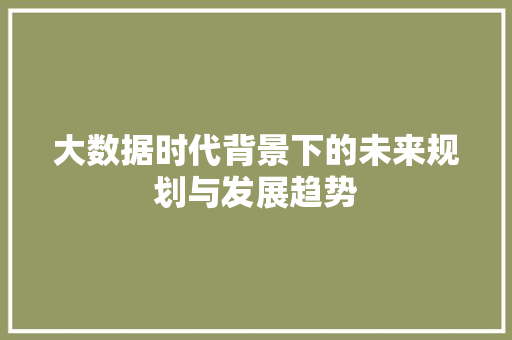 大数据时代背景下的未来规划与发展趋势  第1张
