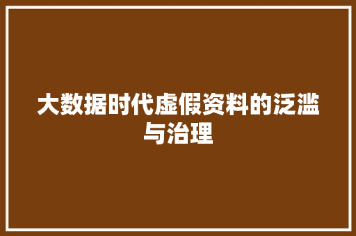 大数据时代虚假资料的泛滥与治理