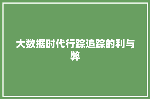 大数据时代行踪追踪的利与弊
