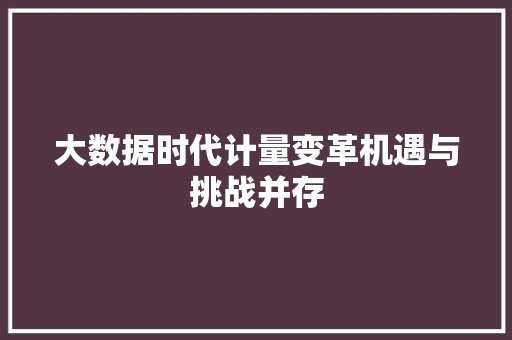 大数据时代计量变革机遇与挑战并存