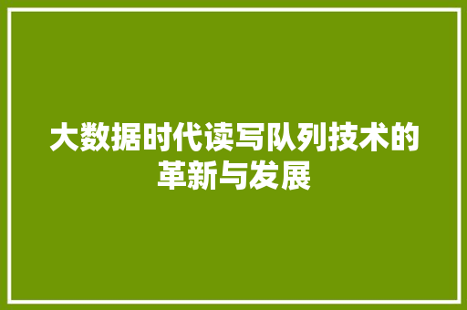 大数据时代读写队列技术的革新与发展