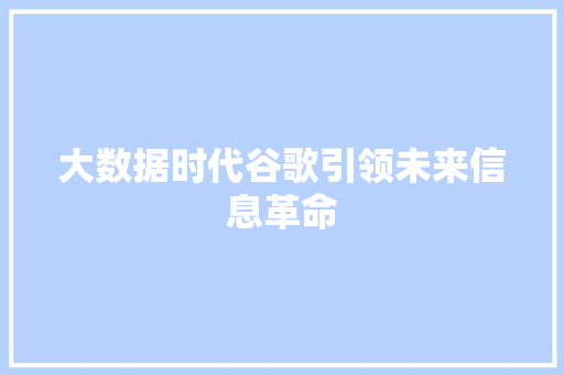 大数据时代谷歌引领未来信息革命  第1张