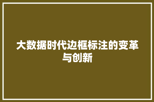 大数据时代边框标注的变革与创新