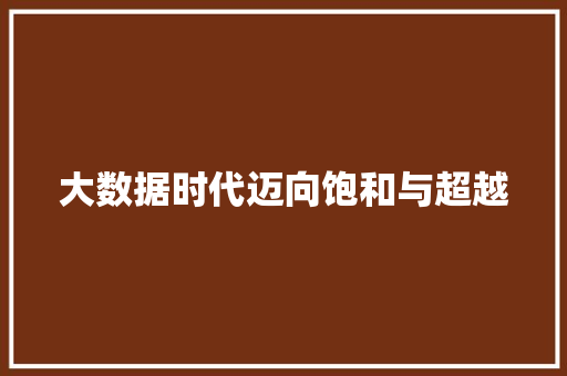 大数据时代迈向饱和与超越  第1张
