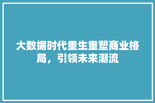 大数据时代重生重塑商业格局，引领未来潮流  第1张