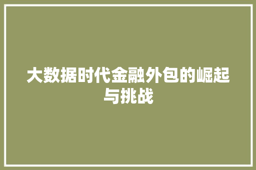 大数据时代金融外包的崛起与挑战  第1张