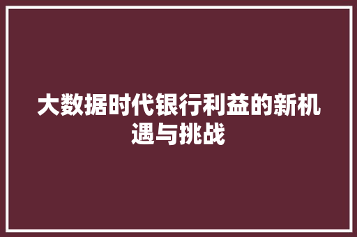大数据时代银行利益的新机遇与挑战  第1张