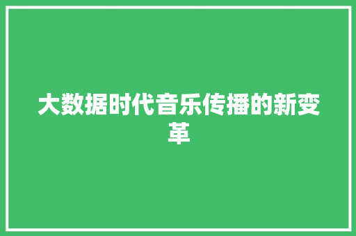 大数据时代音乐传播的新变革  第1张