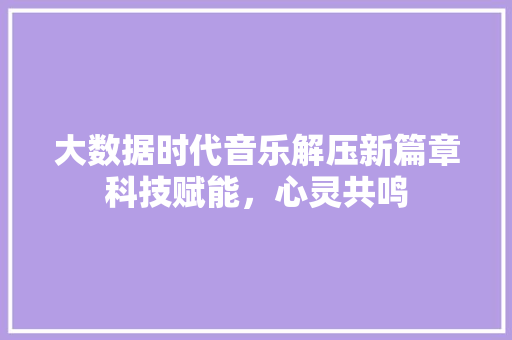 大数据时代音乐解压新篇章科技赋能，心灵共鸣