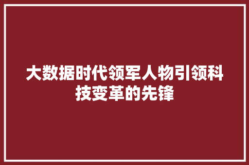 大数据时代领军人物引领科技变革的先锋  第1张