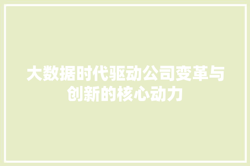 大数据时代驱动公司变革与创新的核心动力  第1张