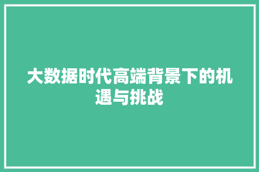 大数据时代高端背景下的机遇与挑战  第1张