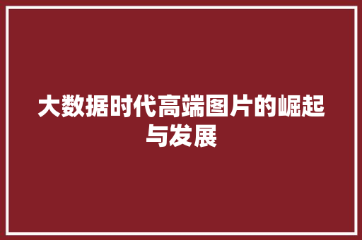 大数据时代高端图片的崛起与发展
