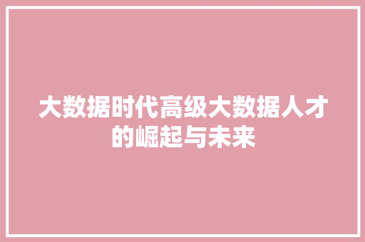 大数据时代高级大数据人才的崛起与未来  第1张
