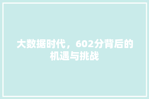 大数据时代，602分背后的机遇与挑战