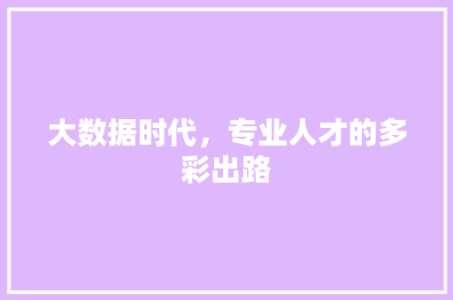 大数据时代，专业人才的多彩出路  第1张