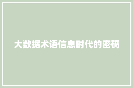 大数据术语信息时代的密码  第1张