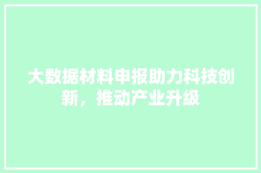 大数据材料申报助力科技创新，推动产业升级