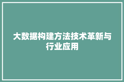 大数据构建方法技术革新与行业应用
