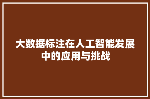大数据标注在人工智能发展中的应用与挑战  第1张