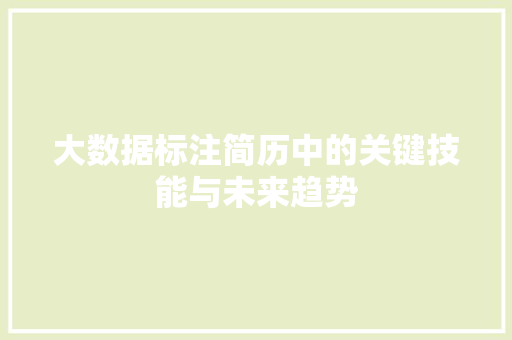 大数据标注简历中的关键技能与未来趋势  第1张