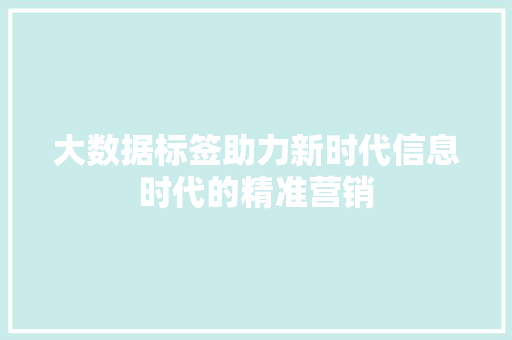 大数据标签助力新时代信息时代的精准营销  第1张