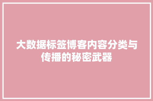 大数据标签博客内容分类与传播的秘密武器  第1张