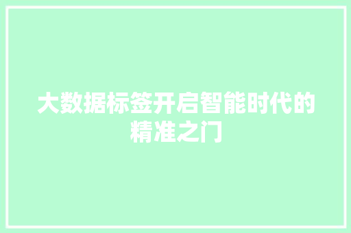大数据标签开启智能时代的精准之门  第1张