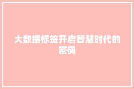 大数据标签开启智慧时代的密码  第1张