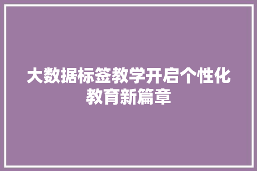 大数据标签教学开启个性化教育新篇章  第1张