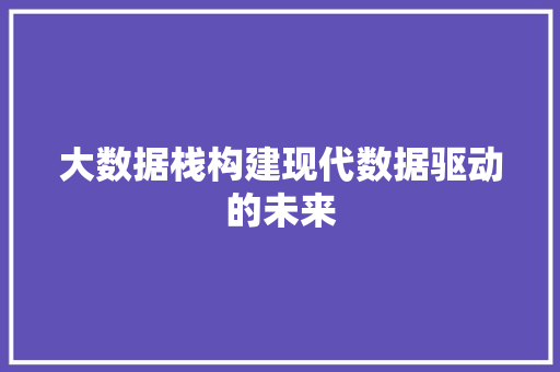 大数据栈构建现代数据驱动的未来  第1张