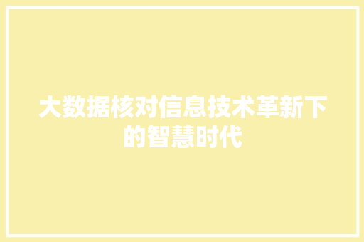 大数据核对信息技术革新下的智慧时代