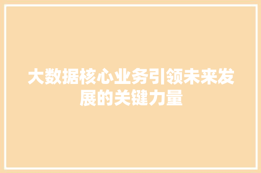 大数据核心业务引领未来发展的关键力量  第1张