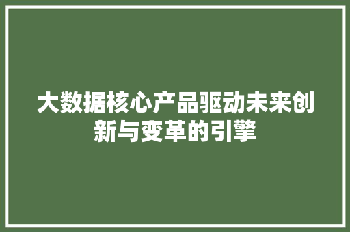 大数据核心产品驱动未来创新与变革的引擎  第1张