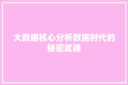 大数据核心分析数据时代的秘密武器  第1张