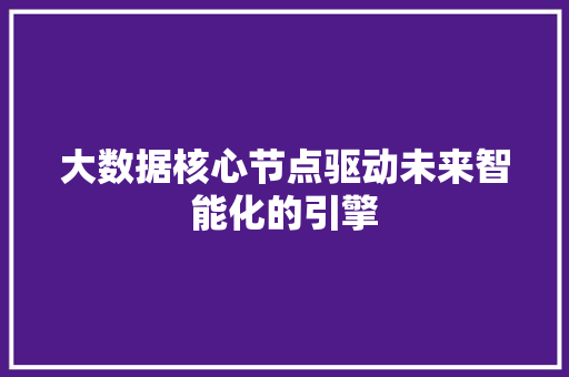 大数据核心节点驱动未来智能化的引擎  第1张