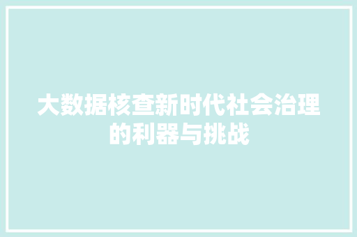 大数据核查新时代社会治理的利器与挑战  第1张