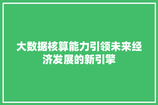 大数据核算能力引领未来经济发展的新引擎