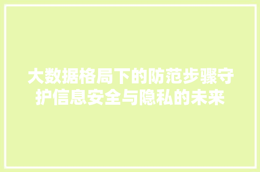 大数据格局下的防范步骤守护信息安全与隐私的未来  第1张