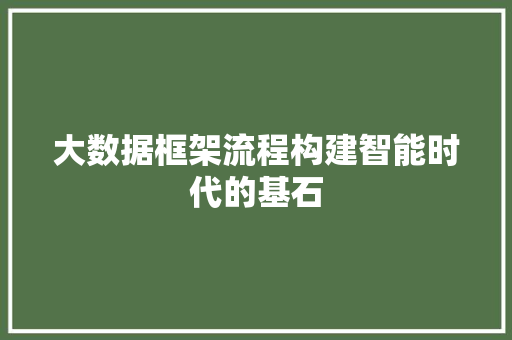 大数据框架流程构建智能时代的基石  第1张