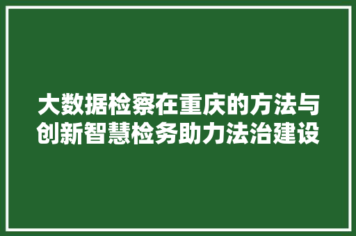 大数据检察在重庆的方法与创新智慧检务助力法治建设