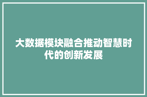 大数据模块融合推动智慧时代的创新发展
