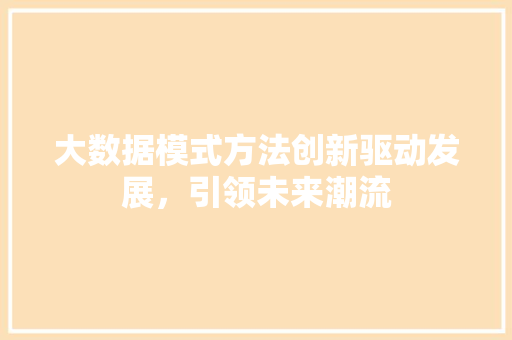 大数据模式方法创新驱动发展，引领未来潮流