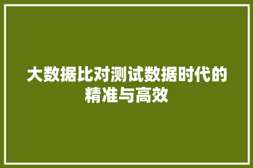 大数据比对测试数据时代的精准与高效  第1张