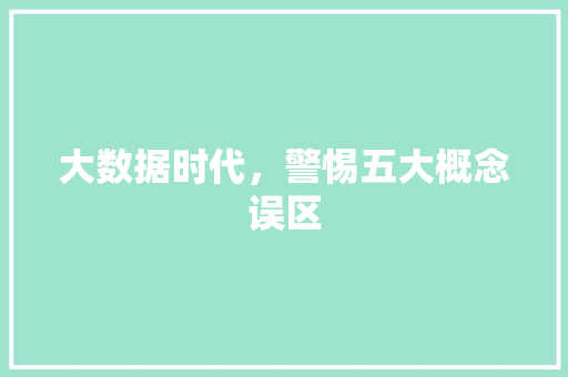 大数据时代，警惕五大概念误区  第1张