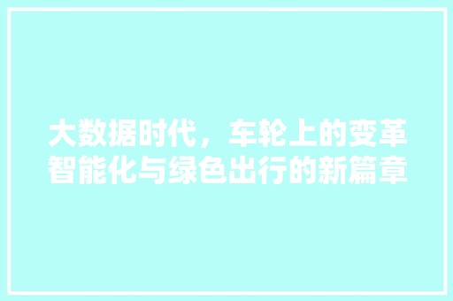 大数据时代，车轮上的变革智能化与绿色出行的新篇章  第1张