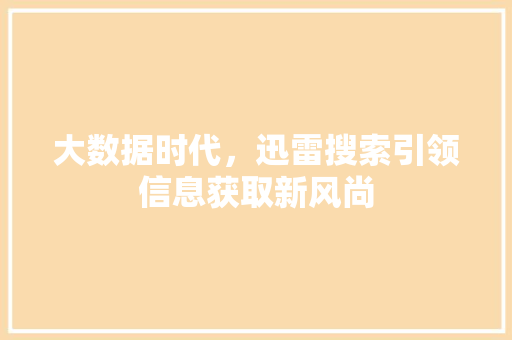 大数据时代，迅雷搜索引领信息获取新风尚  第1张