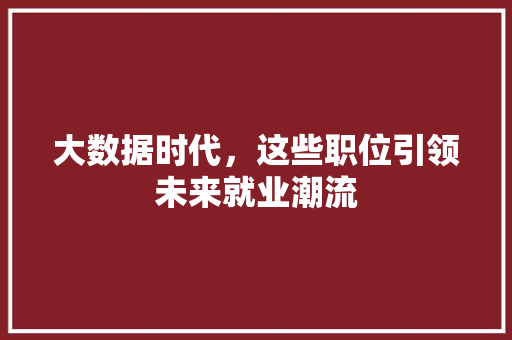 大数据时代，这些职位引领未来就业潮流  第1张