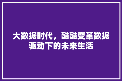 大数据时代，酷酷变革数据驱动下的未来生活  第1张