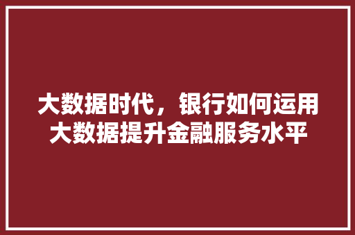 大数据时代，银行如何运用大数据提升金融服务水平  第1张